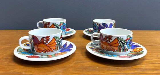 Image 1 of Set Of 4 Mokka Cups And Saucers, Acapulco Design By Villeroy & Boch.