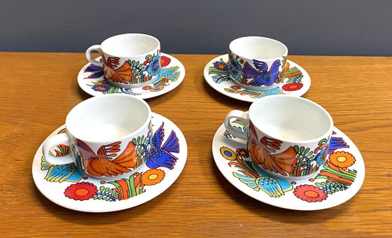 Image 1 of Set Of 4 Mokka Cups And Saucers, Acapulco Design By Villeroy & Boch.