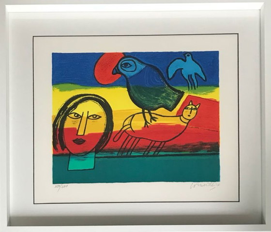 Image 1 of Guillaume Corneille (1922-2010) - Summer Dreamings - Enframed HAND-SIGNED Lithograph - 2004