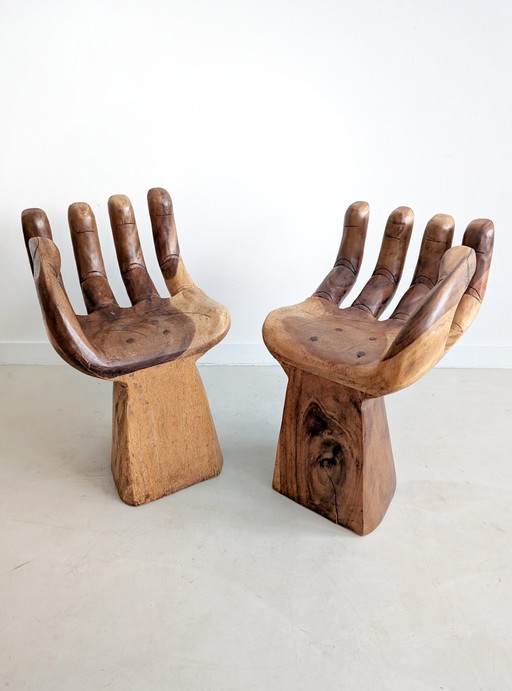 Handcarved Suar Wood Hand Chairs 1970'S 