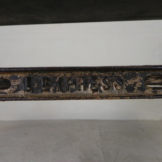 Image 1 of Industrial Table, Garden Table With Stone Plate On Cast Iron Frame, 1930s