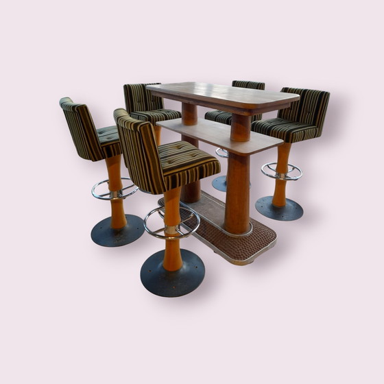 Image 1 of 1970s Bar Stools With Bar Table