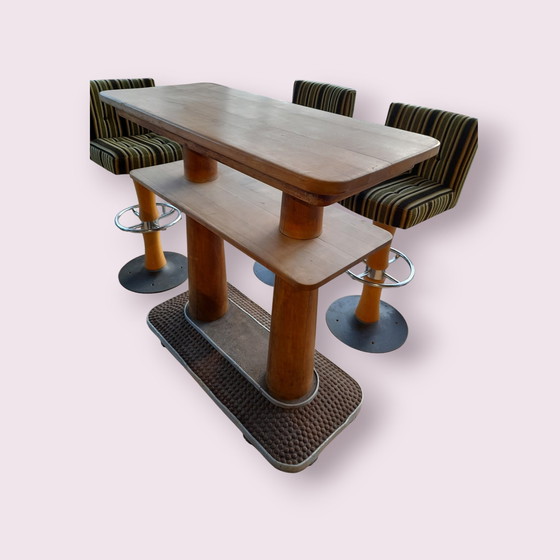 Image 1 of 1970s Bar Stools With Bar Table