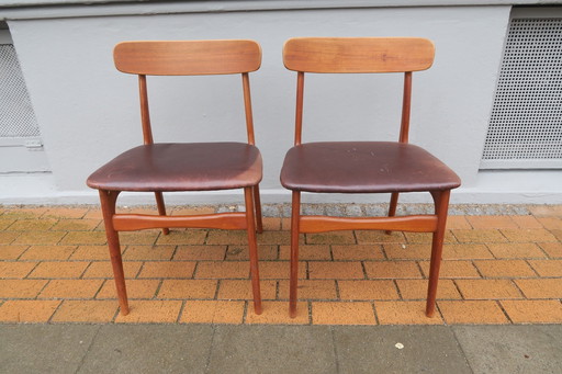 Pair Danish Dining Chairs In Teak