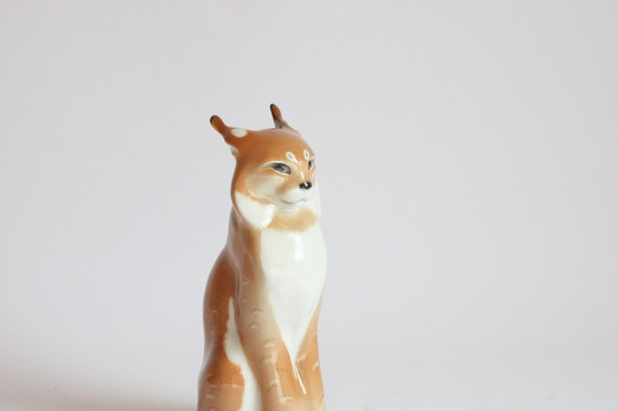 Image 1 of Lomonosov Porcelain Lynx Sculpture, Ussr