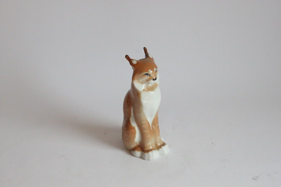 Image 1 of Lomonosov Porcelain Lynx Sculpture, Ussr