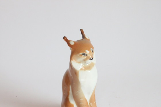 Image 1 of Lomonosov Porcelain Lynx Sculpture, Ussr