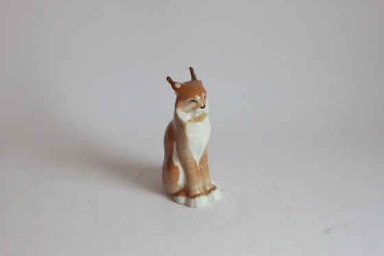 Image 1 of Lomonosov Porcelain Lynx Sculpture, Ussr