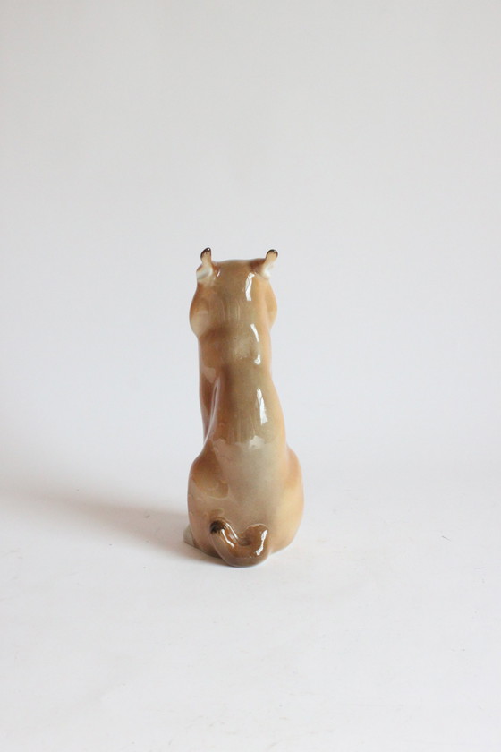 Image 1 of Lomonosov Porcelain Lynx Sculpture, Ussr