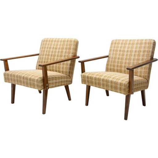 Pair of vintage beechwood armchairs by Tatra nábytok, Czech 1960