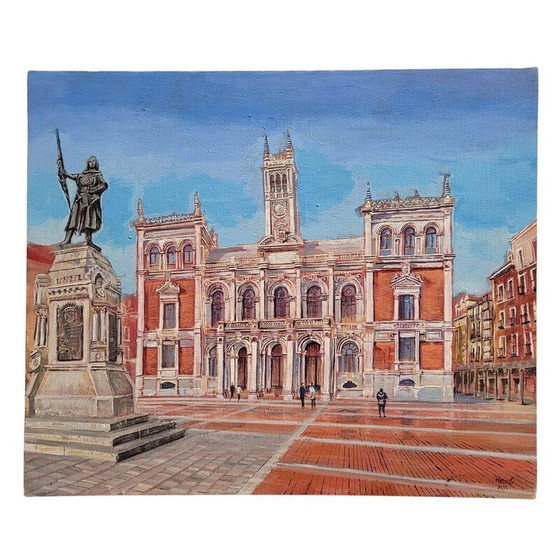 Image 1 of Vintage painting representing the most beautiful places in Valladolid by José A. Gutiérrez, Spain 2024