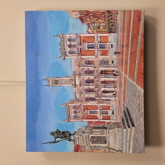 Image 1 of Vintage painting representing the most beautiful places in Valladolid by José A. Gutiérrez, Spain 2024