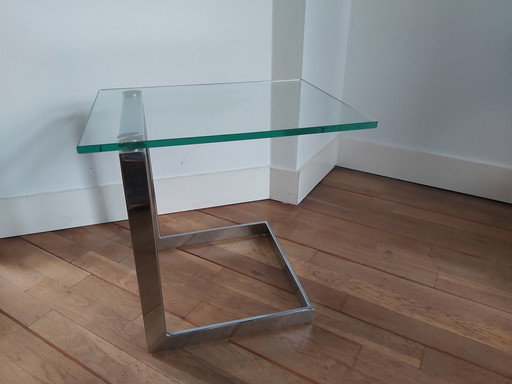 Gerba side table glass and chrome