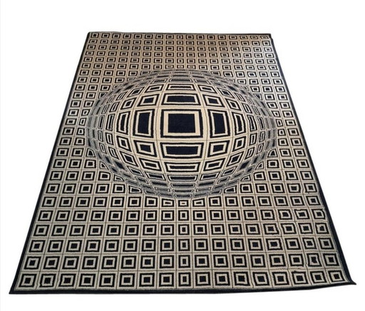 "Vega" Op-Art Carpet In The Style Of Vasarely, 1970S