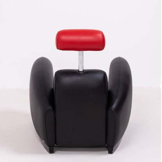 Image 1 of Vintage black and red leather armchair by Franz Romero for De Sede 1930s