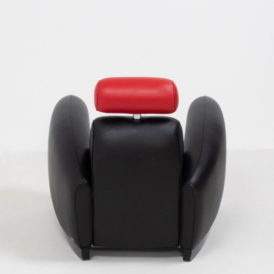 Image 1 of Vintage black and red leather armchair by Franz Romero for De Sede 1930s