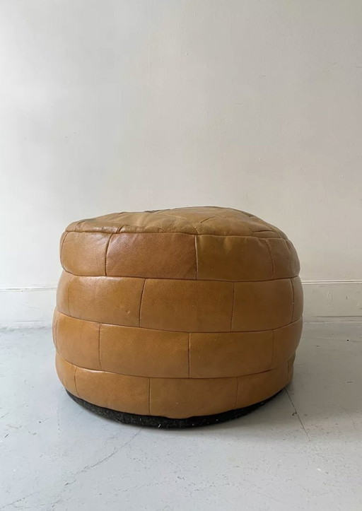 Fauve Leather Pouf De Sede Pachwork