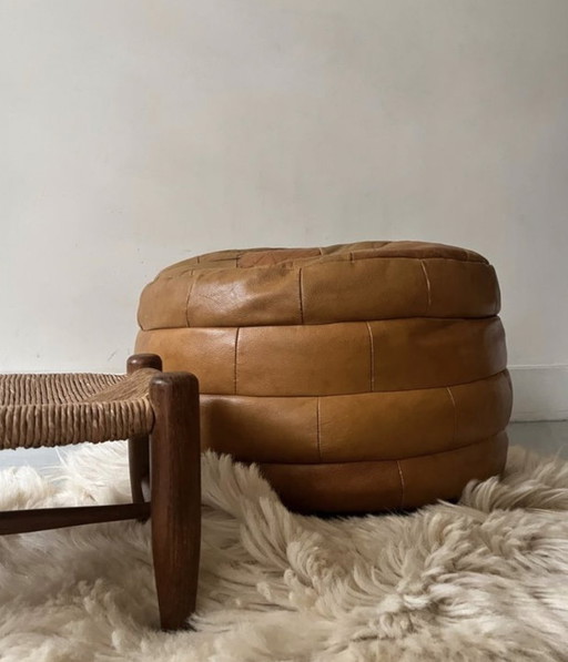 Fauve Leather Pouf De Sede Pachwork