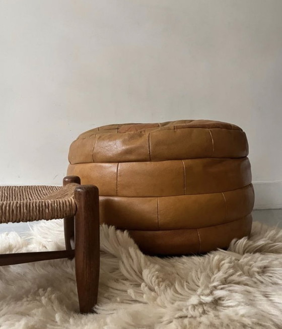 Image 1 of Fauve Leather Pouf De Sede Pachwork