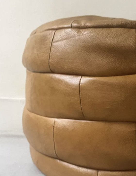 Image 1 of Fauve Leather Pouf De Sede Pachwork