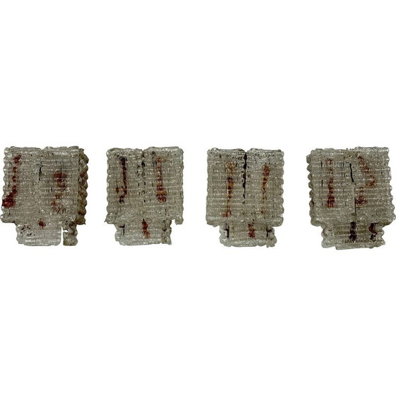 Image 1 of Set of 4 vintage Murano glass wall lamp for Poliarte, Italy 1970