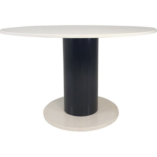 Vintage round marble dining table, Italy 1980s