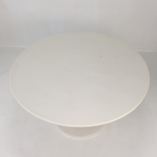 Vintage round marble dining table, Italy 1980s