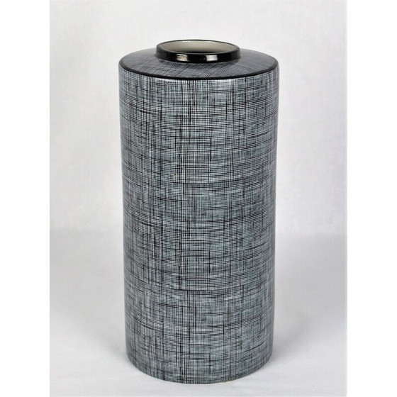 Image 1 of Vintage black and grey porcelain tube vase by François Bernard, 1990