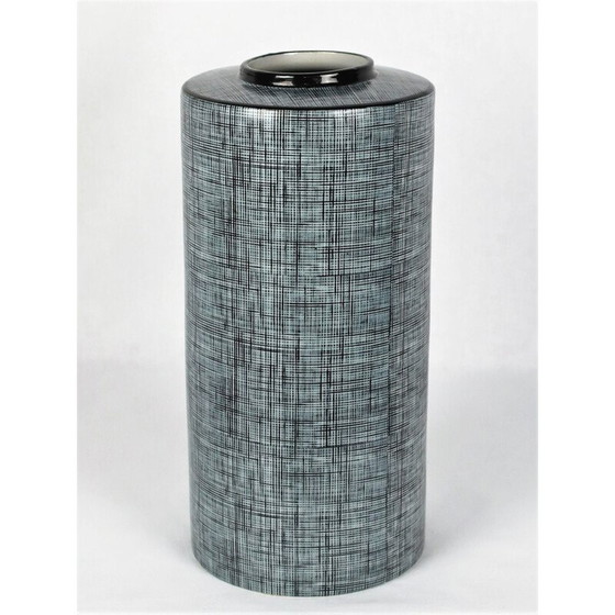 Image 1 of Vintage black and grey porcelain tube vase by François Bernard, 1990