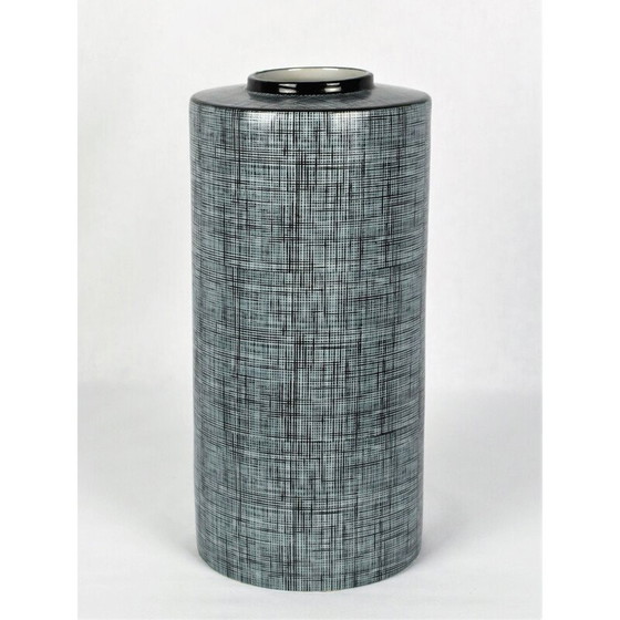 Image 1 of Vintage black and grey porcelain tube vase by François Bernard, 1990