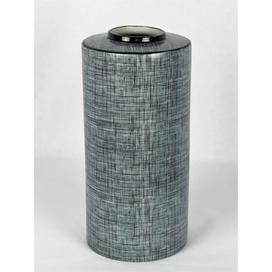 Image 1 of Vintage black and grey porcelain tube vase by François Bernard, 1990
