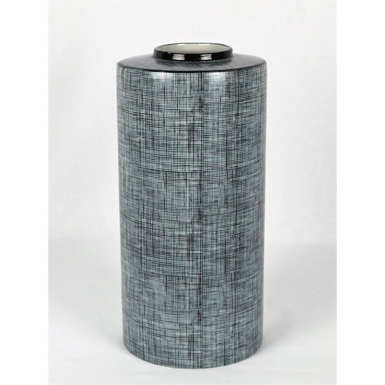 Image 1 of Vintage black and grey porcelain tube vase by François Bernard, 1990