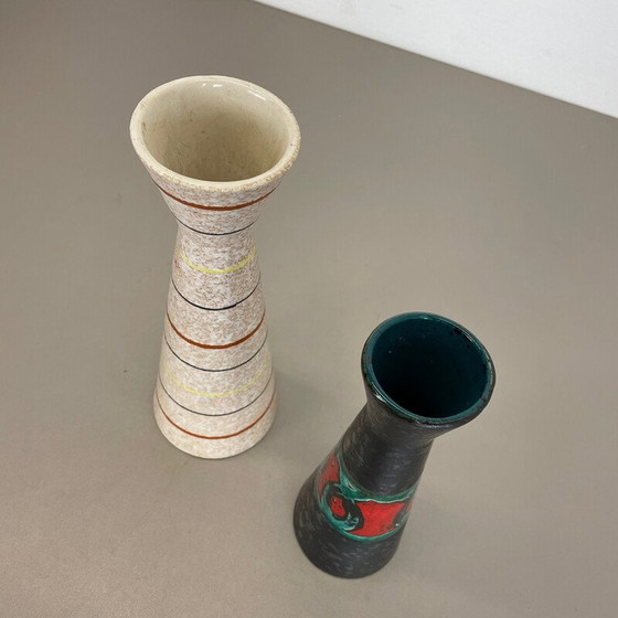 Image 1 of Coppia di vasi vintage in ceramica di lava grassa "Multi-Color" di Scheurich, Germania, anni '70