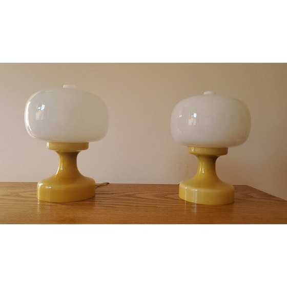 Image 1 of Pair of vintage glass table lamps, 1970s