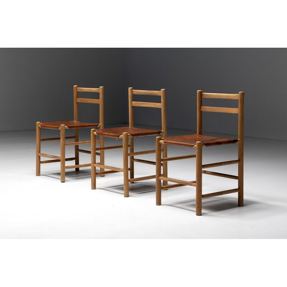 Image 1 of Mid-century cognac dining chairs, France 1950s