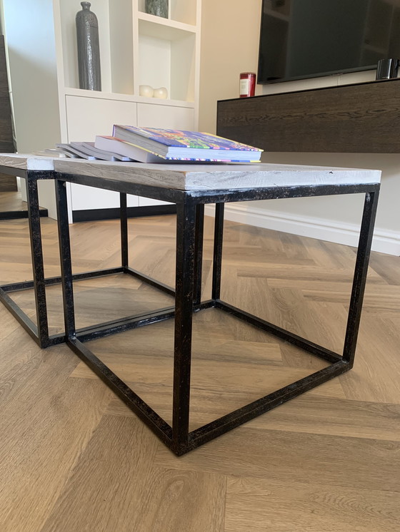 Image 1 of 2x Salon tables wood and steel