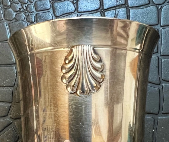 Image 1 of Silver-plated metal tumbler with shell and gadroon decoration 2 hallmarks