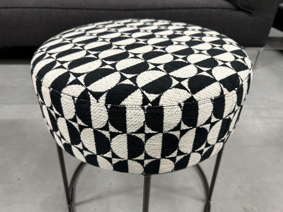 Image 1 of Jess Design Cody pouf black white fabric