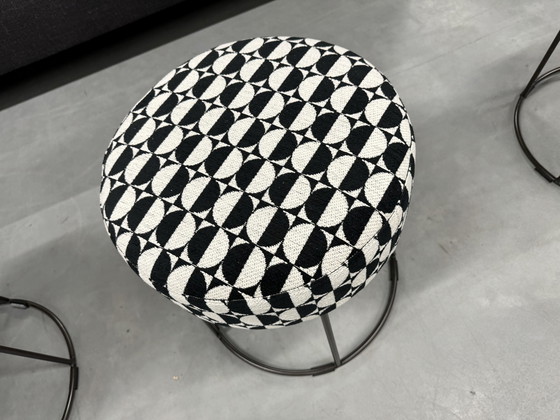 Image 1 of Jess Design Cody pouf black white fabric