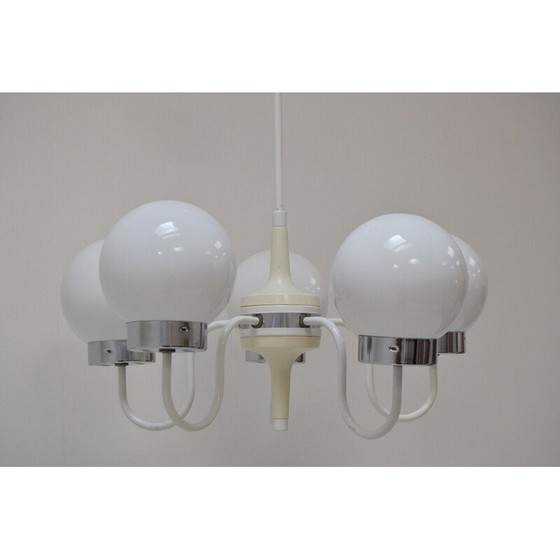 Image 1 of Vintage metal and glass chandelier by Jílové u Děčína, Czech Republic 1970