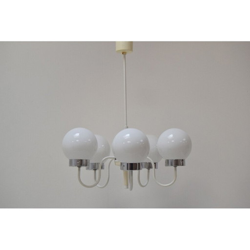 Vintage metal and glass chandelier by Jílové u Děčína, Czech Republic 1970