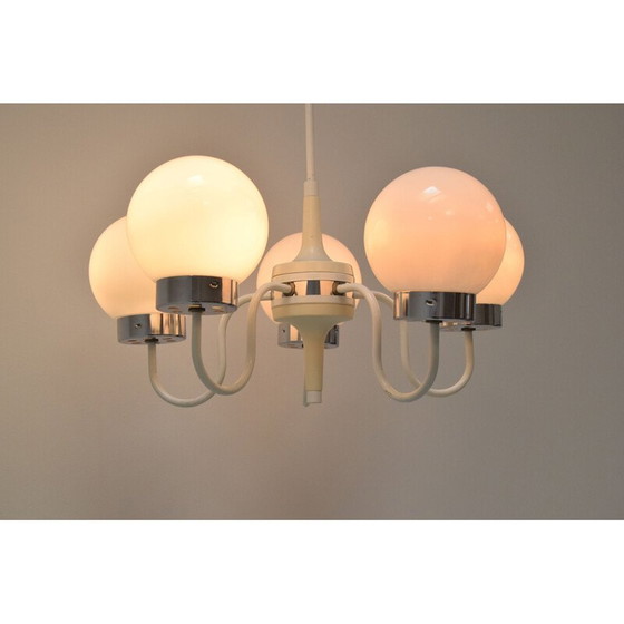 Image 1 of Vintage metal and glass chandelier by Jílové u Děčína, Czech Republic 1970