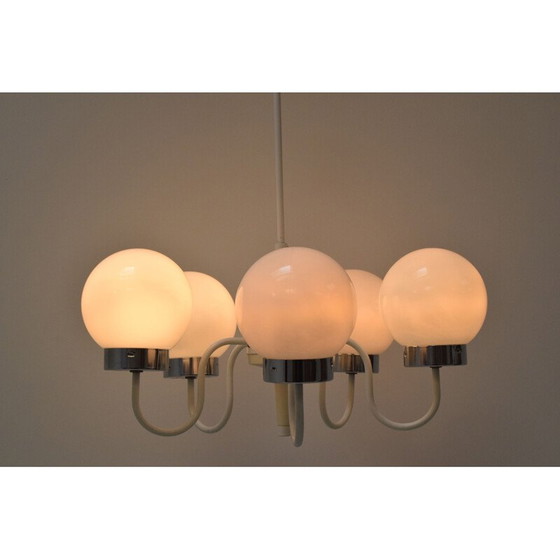 Image 1 of Vintage metal and glass chandelier by Jílové u Děčína, Czech Republic 1970