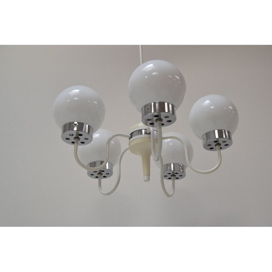 Image 1 of Vintage metal and glass chandelier by Jílové u Děčína, Czech Republic 1970