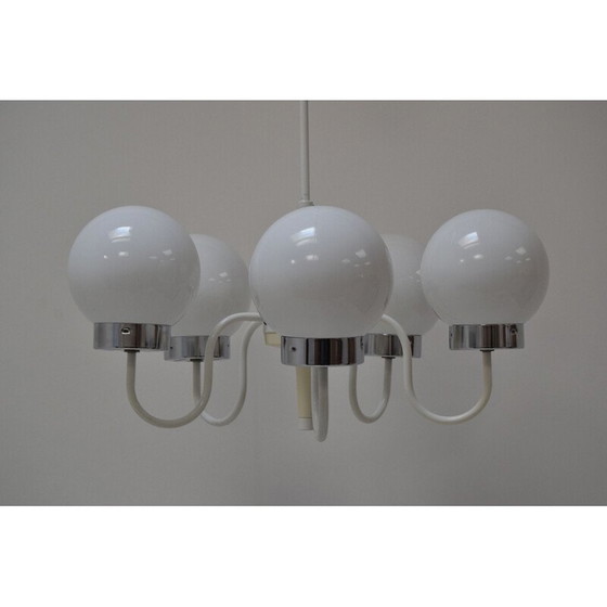 Image 1 of Vintage metal and glass chandelier by Jílové u Děčína, Czech Republic 1970