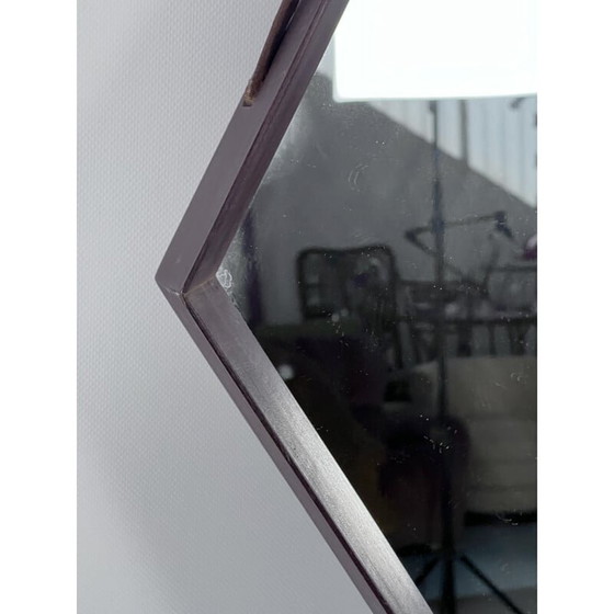Image 1 of Specchio da parete esagonale in legno vintage, Italia anni '50