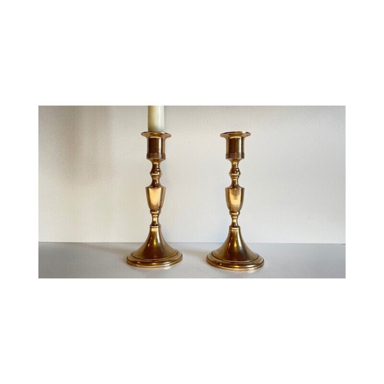 Image 1 of Pair of vintage Scandinavian candleholders by Scandia Malm, Sweden