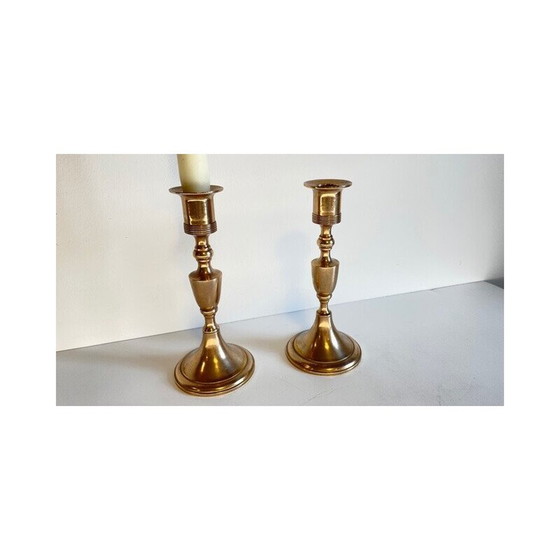 Image 1 of Pair of vintage Scandinavian candleholders by Scandia Malm, Sweden