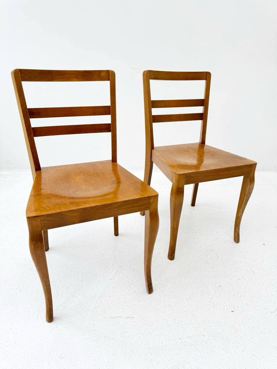 Image 1 of Set de 2 chaises de bistrot avec coussins verts