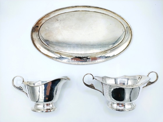 Image 1 of Gebr. Deyle / Schwäbisch Gmünd 3-piece silver cream set,